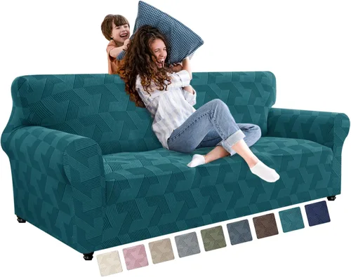 Vista 8 de JIVINER - Juego de 2 fundas elásticas para sillas de comedor, fundas geométricas de jacquard para sillas de comedor, fundas lavables para sillas
