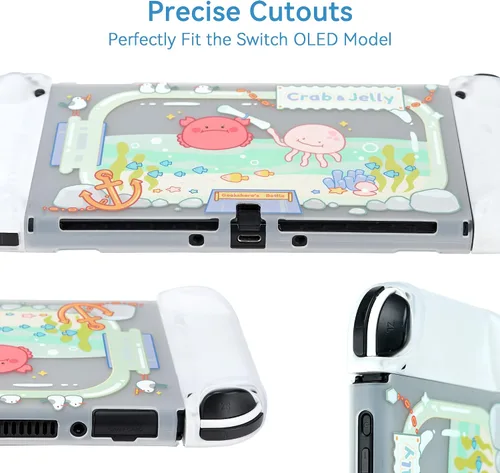Vista 5 de GeekShare Funda protectora para Switch OLED Cute Marine Animal Theme Slim Cover Case Anti-arañazos Hard Protective Shell Compatible con Nintendo