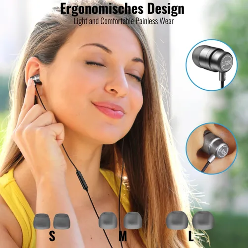 Vista 6 de Auriculares con cable UliX Rider intrauditivos, garantía de 5 años, auriculares con micrófono, con cable anti-enredo, auriculares para iPhone, iPad