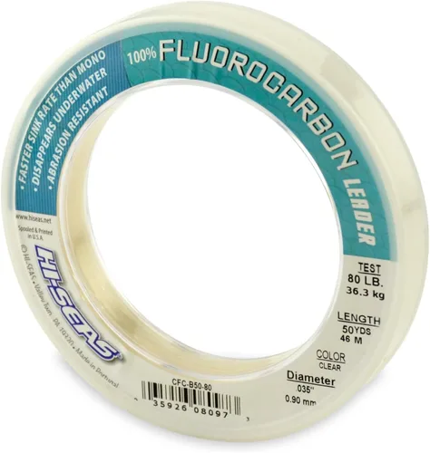 Vista 20 de HI-SEAS Líder de línea de pesca 100% fluorocarbono, líder invisible transparente, indetectable para peces, hundimiento rápido, 6 libras a 400 libras
