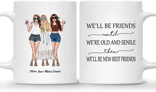 Vista 21 de Gossby Taza personalizada (2 mujeres) Besties Forever Best Friend Regalos de amistad para mujeres, niñas, hermana, taza de café
