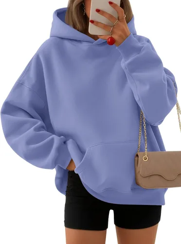 Vista 13 de EFAN Sudaderas con capucha para mujer, suéteres de forro polar cómodos Lunares albaricoques