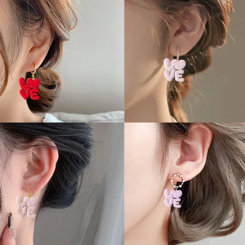 Vista 4 de LOVE - Cortador de arcilla suave para arete de cerámica, molde de arcilla para el día de San Valentín, confesión, corazón, polimérico, kit
