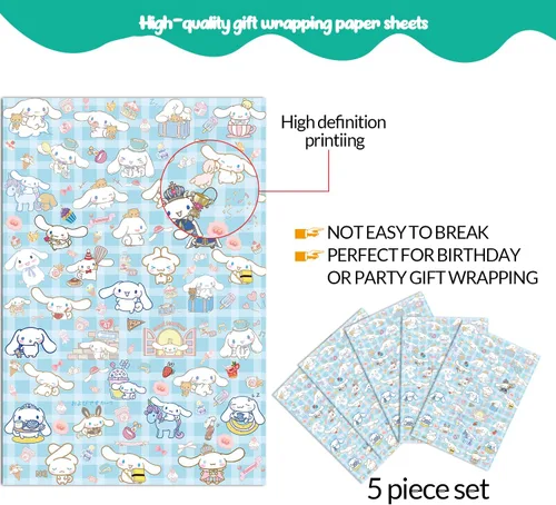 Vista 3 de EYQQM Paquete de 5 Papel de Regalo 20" x 30" Hojas de Papel Kraft Juego de Papel de Regalo de Calidad para Cumpleaños para Niños, Almacenamiento