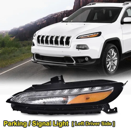 Vista 6 de CHEDA Luz de estacionamiento LED blanca DRL señal de giro izquierda conductor compatible con Jeep Cherokee 2014-2018 68157103AQ