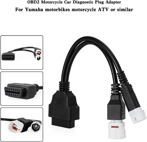 Vista 2 de Cable adaptador de 3 pines/4 pines a 16 pines OBD2 diagnóstico de fallas del motor y detector para motocicletas Yamaha Cable adaptador OBD