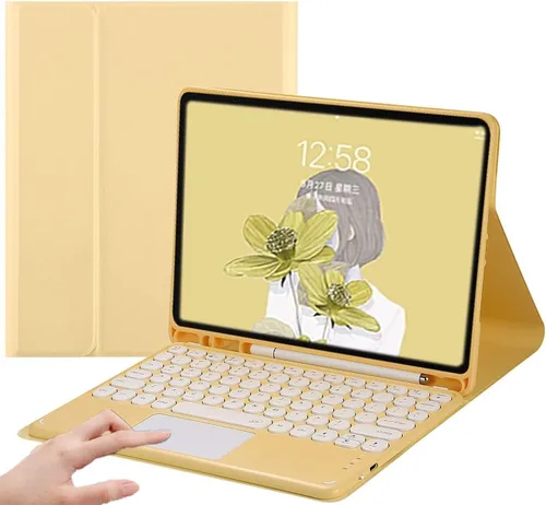 Vista 16 de Funda de teclado para iPad Mini - Funda de piel delgada con teclado desmontable Touchpad, soporte para lápices, color verde menta