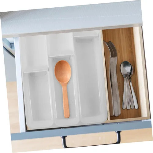 Vista 7 de Organizador de cubiertos para el hogar, multicompartimento, soporte de utensilios de plástico para almacenamiento de cocina, resistente a