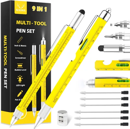 Vista 8 de Regalos para papá y hombres, paquete de 2 bolígrafos multiherramienta, bolígrafo multifunción