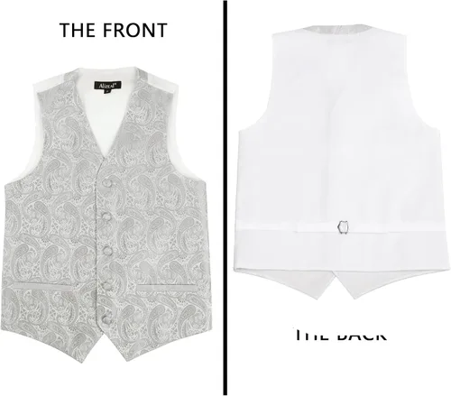Vista 57 de Alizeal Conjunto de 2 piezas de corbata de lazo preatada de jacquard de cachemira con estampado floral clásico para niños