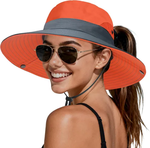 Vista 11 de PFFY Sun Beach Hats for Women Men UV Protection Wide Brim Foldable Fishing Sun Bucket Hat Outdoor Essentials