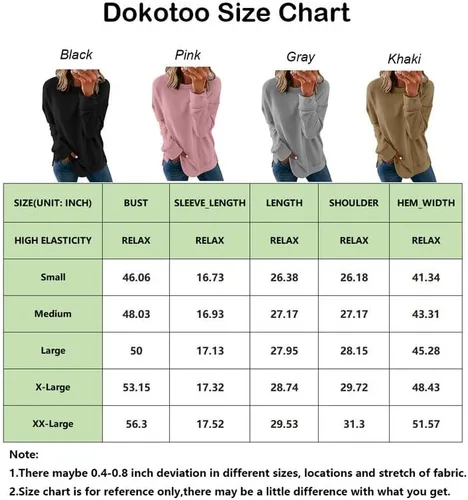 Vista 5 de Dokotoo - Sudadera con cuello redondo y manga larga para mujer, estilo informal, sin botones, suave y holgada