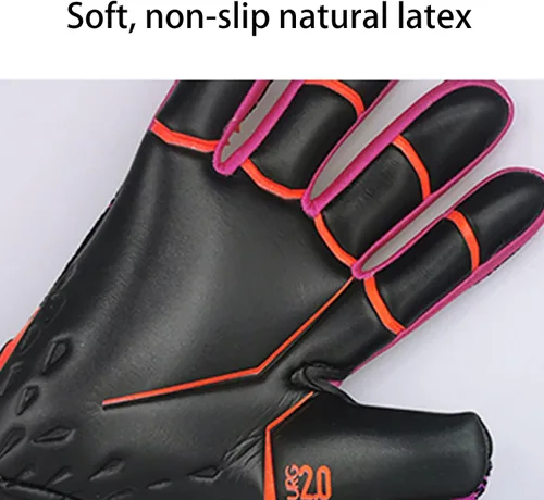 Vista 5 de Guantes de portero de portero para adultos y jóvenes, guantes de portero de fútbol con palma de látex antideslizante en relieve, sin muñeca