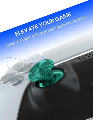 Vista 2 de Avericht Metal Thumbsticks for PS5 Controller Aluminum JoyStick Replacement Kit for Dualsense Controller Metal Green