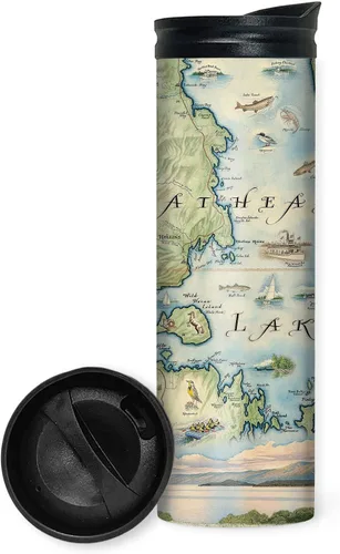Vista 31 de Xplorer Maps 1000 Islands Map - Vaso de viaje de 16 onzas con tapa resistente a derrames, vaso de café aislado al vacío de acero inoxidable