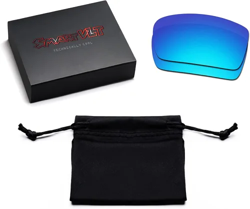 Vista 5 de SmartVLT Juego de 5 lentes de repuesto para Oakley Holbrook OO9102 Sunglass Combo Pack S01, Stealth Negro y fuego Rojo y azul hielo y plata Titanio