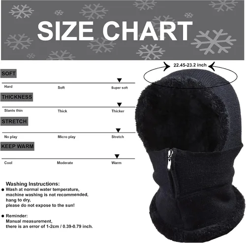 Vista 4 de QUEBEAR Pasamontañas para hombre y mujer con capucha de forro polar para ciclismo esquí máscara de invierno