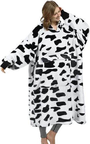 Vista 13 de Catalonia - Sudadera gigante tipo manta con capucha, sudadera con forro polar y bolsillo frontal grande, para adultos, hombres, mujeres