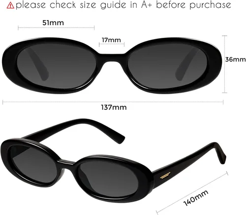 Vista 6 de mosanana Gafas de sol ovaladas minúsculas retro para mujer con cara pequeña estilo estrecho MS52360