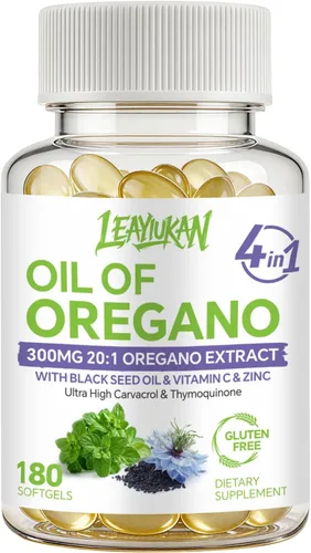 Vista 8 de Aceite de orégano de 300 mg con aceite de semilla negra, zinc, vitamina C