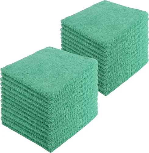Vista 18 de Toallas de limpieza de microfibra, paquete de 12, 16 x 16 pulgadas, multiusos, más suaves, altamente absorbentes, sin pelusas, reutilizables Negro