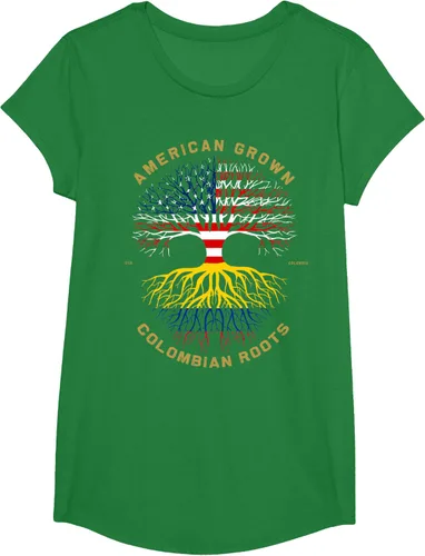 Vista 78 de Camiseta de regalo con la bandera de Estados Unidos con árbol de raíces colombianas