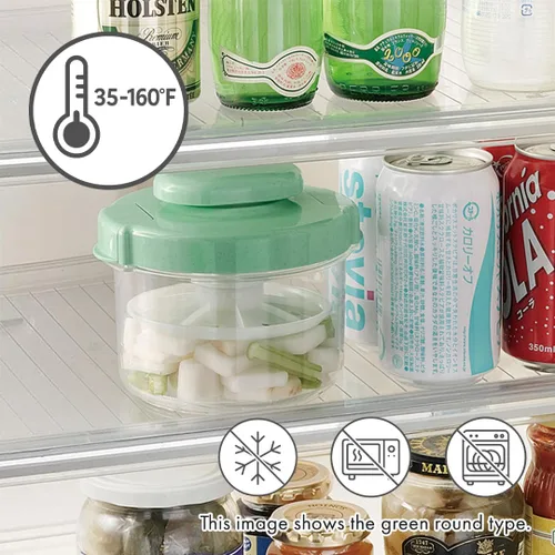Vista 3 de Tsukemono - Contenedor redondo para hacer pepinillos instantáneos, fabricado en Japón, sin BPA (azul 0.8 L)