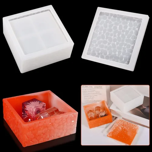 Vista 9 de Molde de resina, caja de almacenamiento de conchas marinas, moldes de silicona con tapa, molde de fundición de resina epoxi 3D, caja de contenedor