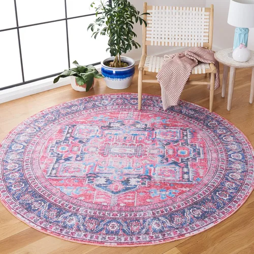 Vista 8 de SAFAVIEH Alfombra lavable Serapi Collection – 3 pies 3 pulgadas x 5 pies, azul marino y rojo, antideslizante y fácil de limpiar, ideal