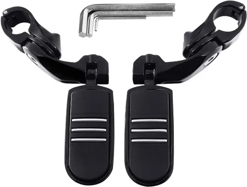 Vista 14 de TCT-MOTORPARTS Estriberas de pie de carretera de montaje largo para Harley Electra Glide, todo con protectores de motor de 1-1/4 pulgadas 1.25 Negro