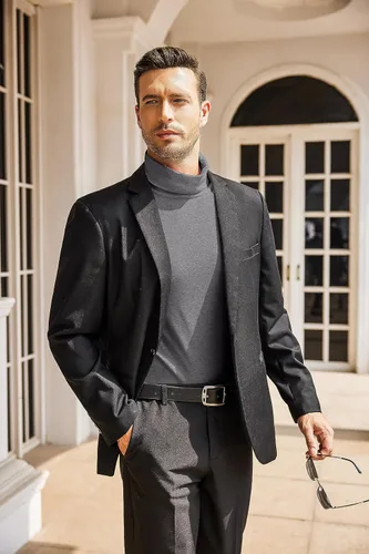 Vista 4 de COOFANDY Men's Casual Slim Fit Turtleneck T Shirts Lightweight Basic Cotton Pullovers