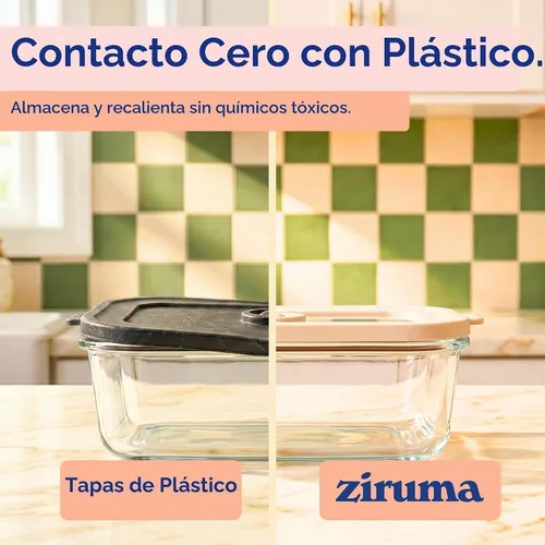 Vista 3 de Recipientes de vidrio no tóxicos con tapas, paquete de 4, 21 onzas Beige