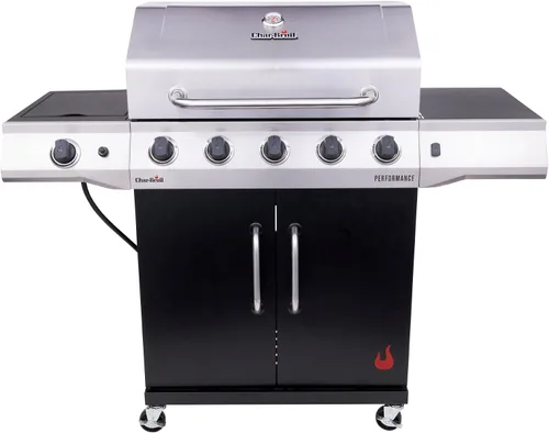 Vista 15 de Charbroil Performance Series 463253925 - Armario para parrilla de gas de 4 quemadores con quemador lateral, color negro