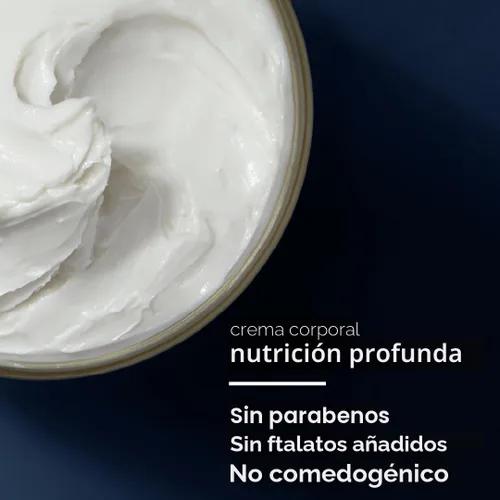 Vista 4 de Crema corporal Vaseline Radiant X Nutrición profunda con manteca de karité 100% pura, aceite de coco, vitamina C y péptidos 10 oz