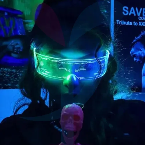 Vista 4 de Gafas con luz LED 7 colores de cambio automático de color gafas luminosas gafas rave para festivales rave Halloween club fiesta cosplay