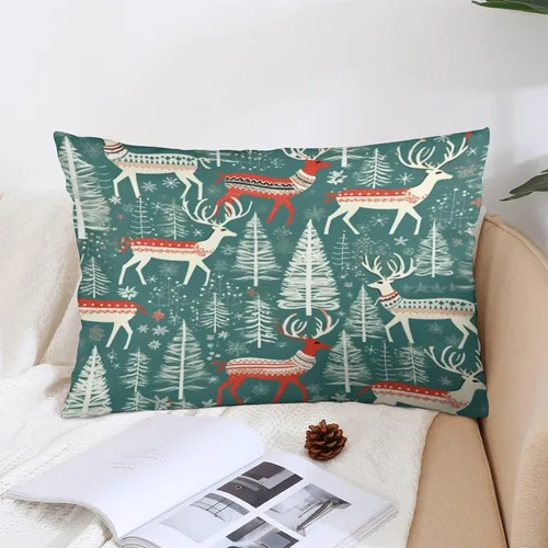 Vista 9 de Fundas de almohada decorativas de invierno, con bastones de caramelo, alce, Papá Noel, paseos en trineo, 12 x 20 pulgadas, con cremallera