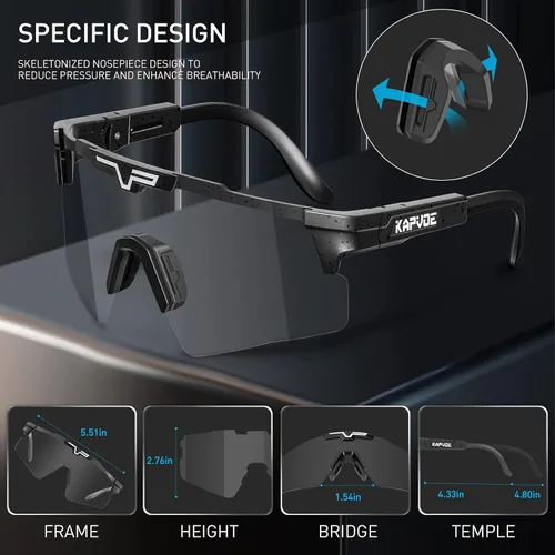 Vista 6 de KAPVOE Gafas de ciclismo fotocromáticas Gafas de sol deportivas de bicicleta de montaña Gases transparentes MTB Gafas hombres mujeres Bicicletas