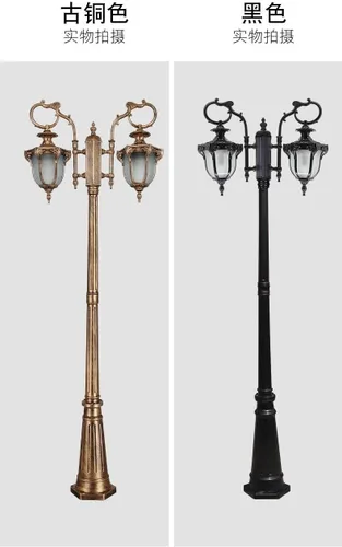 Vista 3 de Vintage 1.85m2.1m2.35m2.65m2.95m3.2m Decking Patio Post Lighting Highlight Outdoor Waterproof Courtyard Lamp Anti-Rust Die-cast Aluminum Post Pole