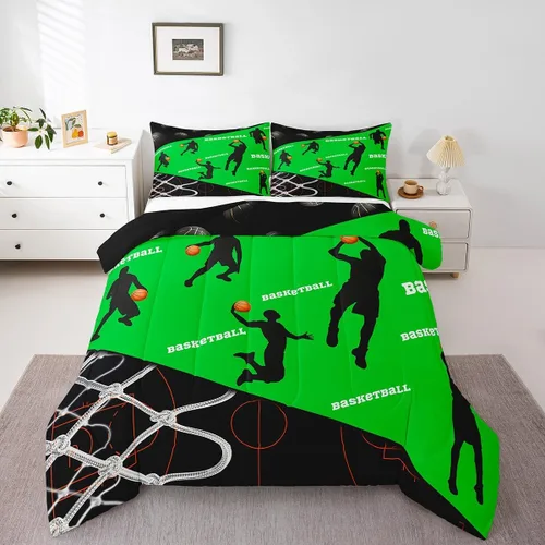 Vista 17 de Erosebridal Juego de edredón de béisbol para adolescentes y jóvenes, juegos de ropa de cama geométricos negros y grises para regalo para niños