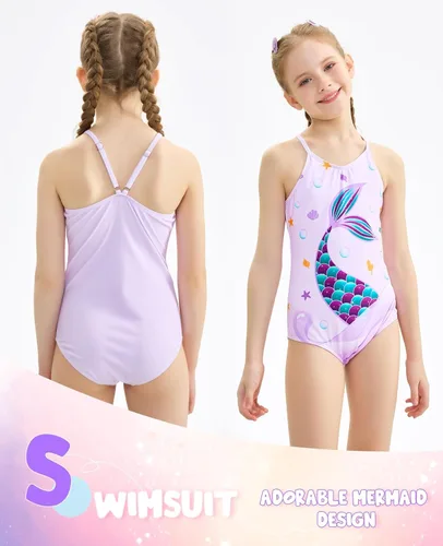 Vista 2 de WAWSAM Traje de baño de una pieza para niñas, traje de baño de playa para niños pequeños