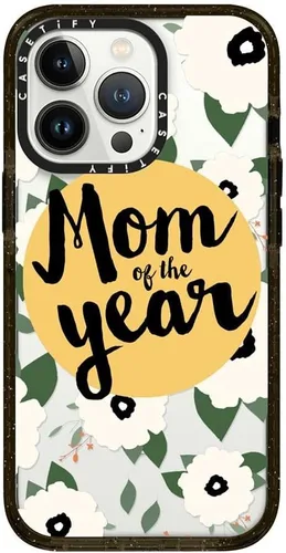Vista 221 de CASETiFY Funda Impact para iPhone 13 [Protección contra caídas de grado militar 4X de 8.2 pies/Compatible con Magsafe] - #1 Mom - Transparente