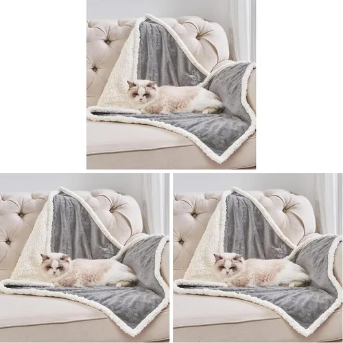 Vista 26 de Manta impermeable calmante para gatos de interior, manta suave y silenciosa de felpa para mascotas, manta gruesa de piel sintética de 500 GSM