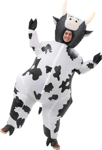 Vista 4 de VURPOKSI Disfraz inflable de vaca para Halloween, fiesta de disfraces de Navidad