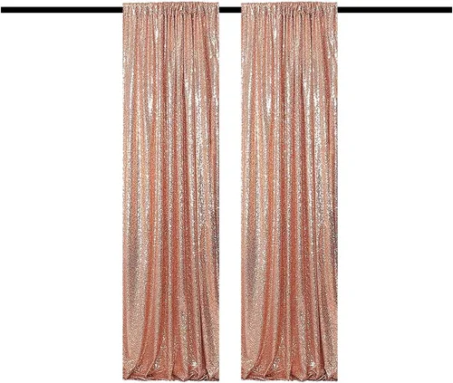 Vista 19 de Cortinas de Fondo de Lentejuelas Negras Cortinas Brillantes con Purpurina 2FTx8FT 2 Paneles para Decoraciones de Bodas Fiestas de Cumpleaños