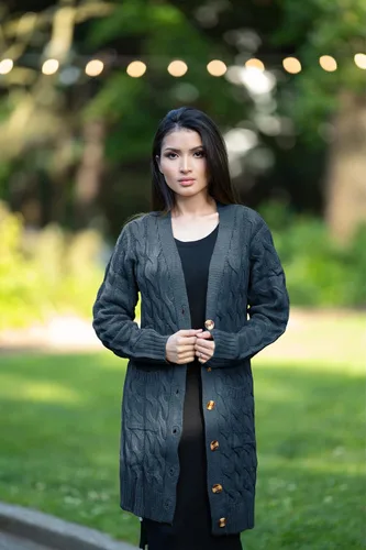 Vista 5 de PRETTYGARDEN Suéteres gruesos con botones delanteros abiertos para otoño e invierno para mujer con bolsillos