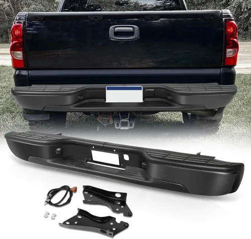Vista 8 de Auto Dynasty Conjunto de parachoques trasero compatible con Chevy Silverado GMC Sierra 1500 2500 2500 1999-2006, 2007 1500 Classic Cromo pulido