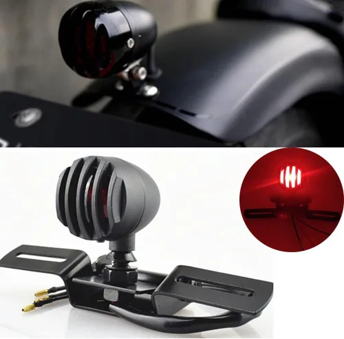 Vista 2 de KATUR 1 lámpara de freno para motocicleta de 12 V 10 W, licencia de freno compatible con Chopper Bobber Cafe Racer, carcasa de acero bala Motos