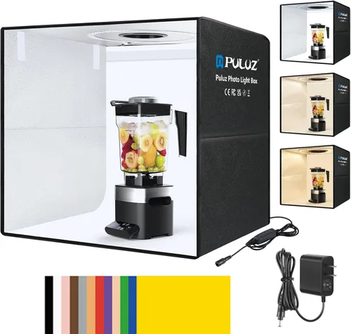 Vista 16 de Caja de luz de estudio fotográfico mini de Puluz, kit de tienda de fotos portátil, carpa plegable para fotografía con CRI >95, 104 luces LED y 6