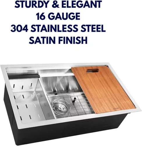 Vista 5 de Nantucket Sinks SR-PS-3018-16 Pro Prep-Station S. Fregadero de cocina de acero de 30