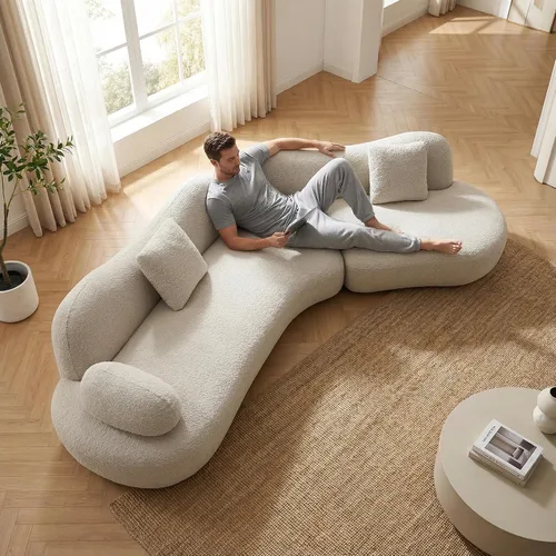 Vista 11 de Sofá modular modular de asiento profundo de 118 pulgadas con otomana Asiento profundo, diseño modular, comodidad de gran tamaño y tapicería